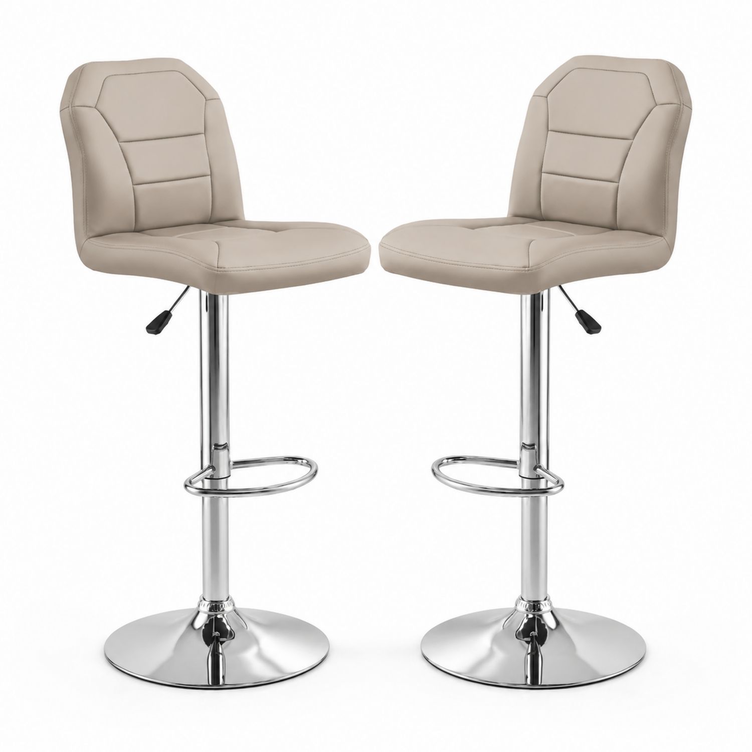 2er Set Barhocker Höhenverstellbar Kunstleder Beige Chrom