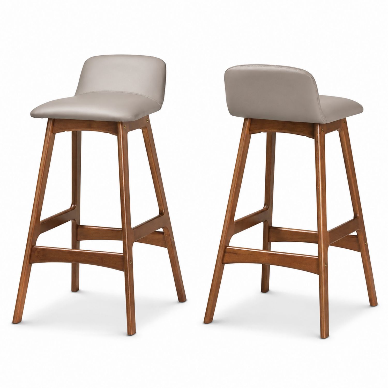 Barhocker Set mit PU-Ledersitz und Holzgestell Beige