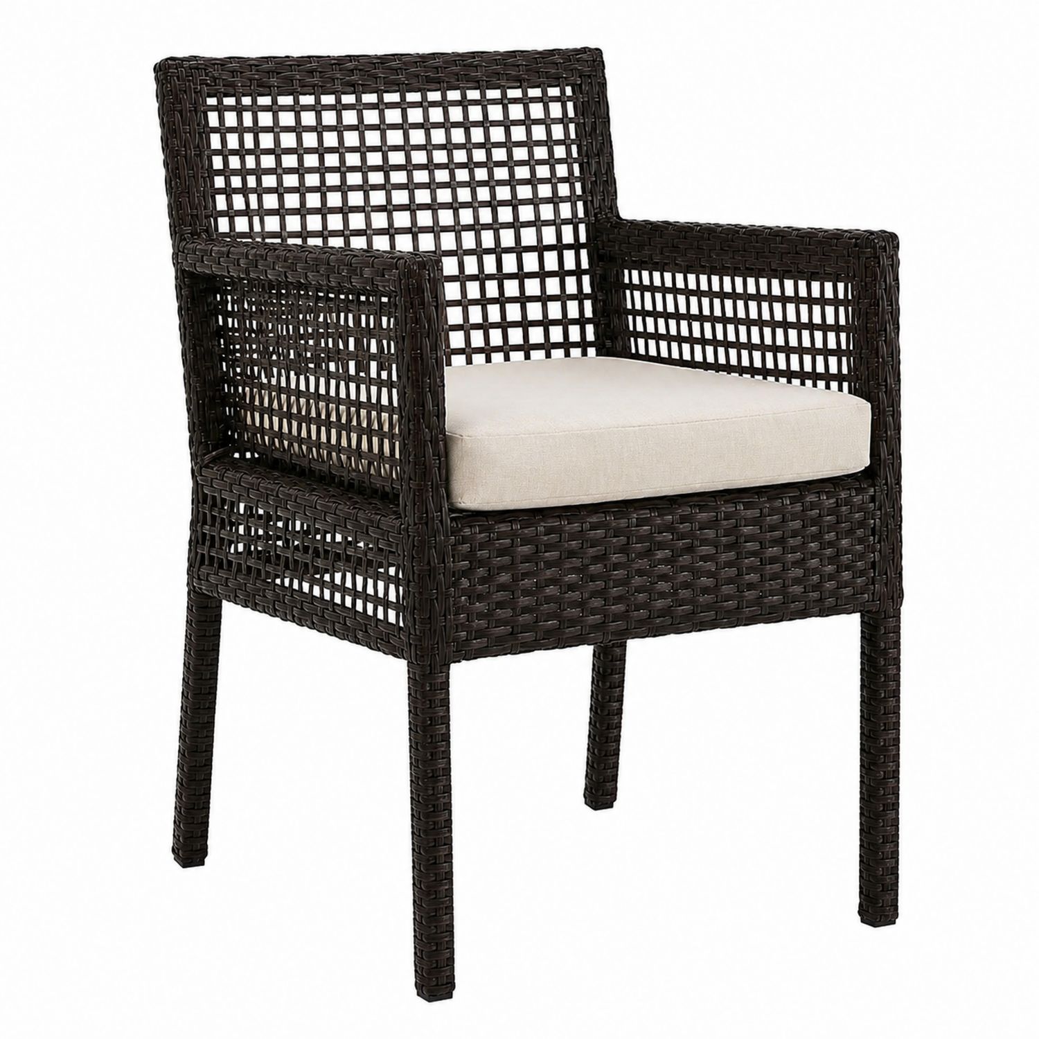 Stuhl mit Armlehnen aus Polyrattan 55x60x85 cm Braun/Beige