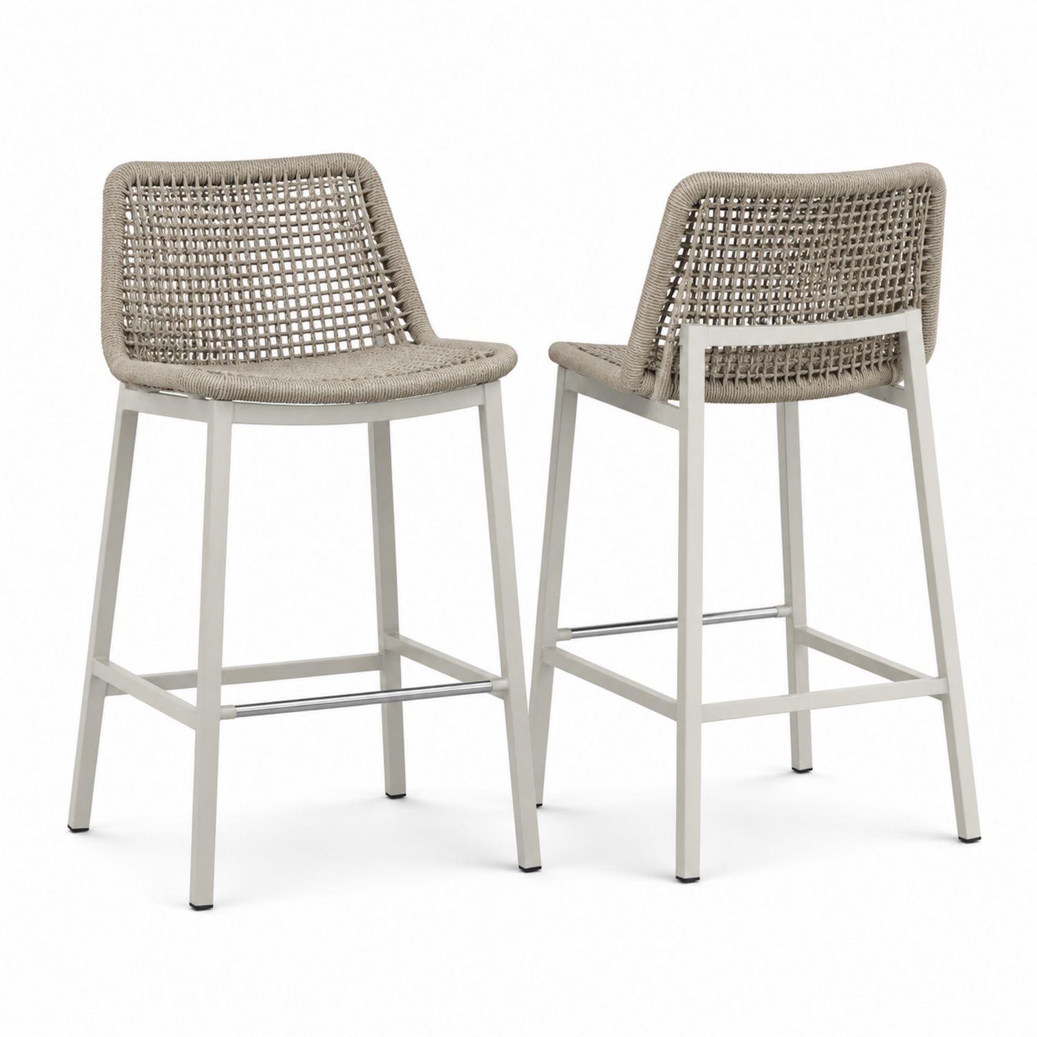 Barhocker Set aus Geflecht und Metallrahmen Beige 75 cm