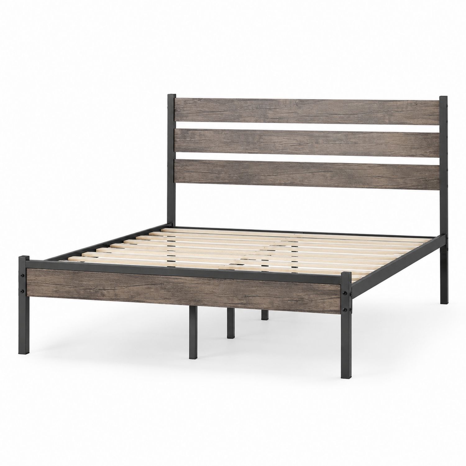 Metallbett mit MDF-Holzoptik 200x140 cm Grau