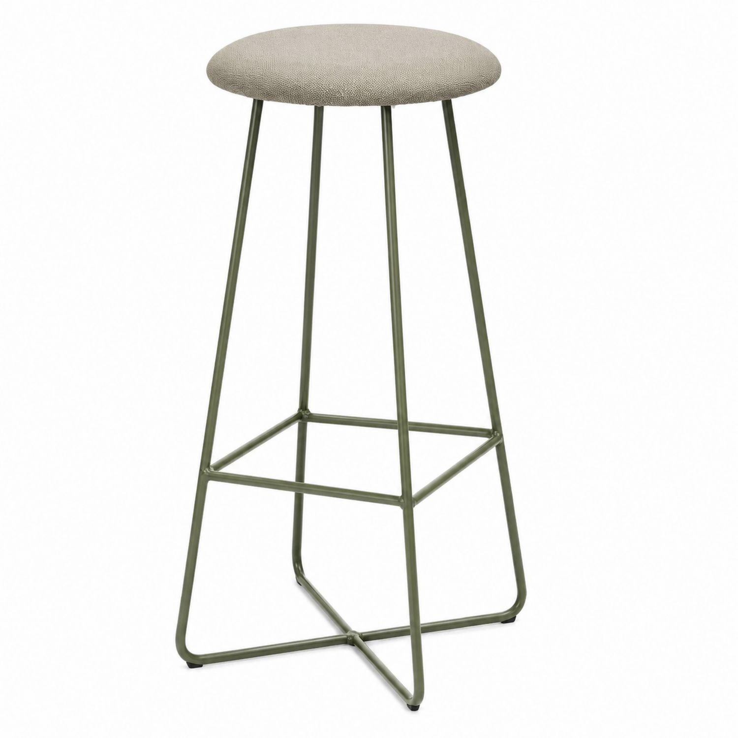 Barhocker Metallstruktur Beige Olivgrün Polsterung Höhe 75 cm