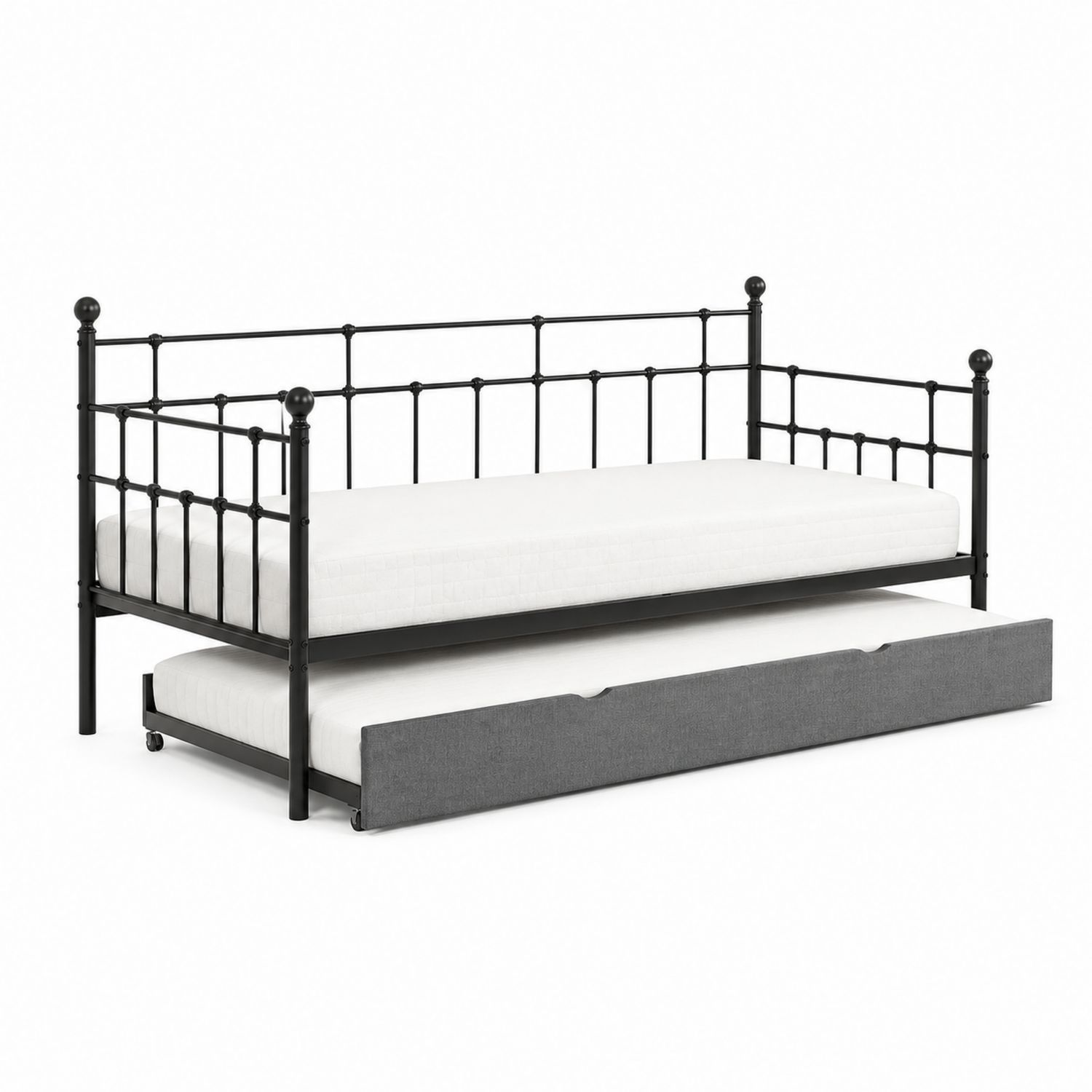 Metalowe łóżko z wysuwanym stelażem czarne 200x90 cm