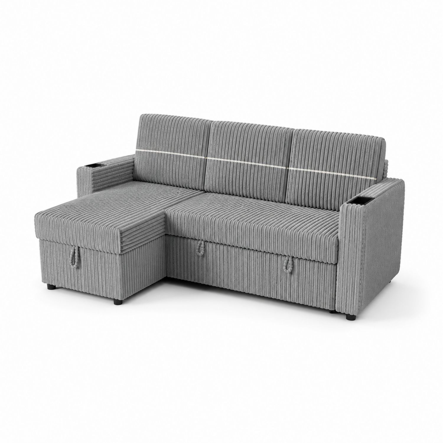 Szara narożna sofa z sztruksu 250x90x160 cm