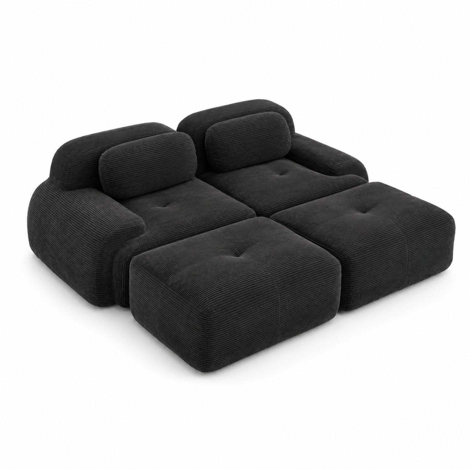 Modułowa sofa 3-częściowa z sztruksu Antracyt