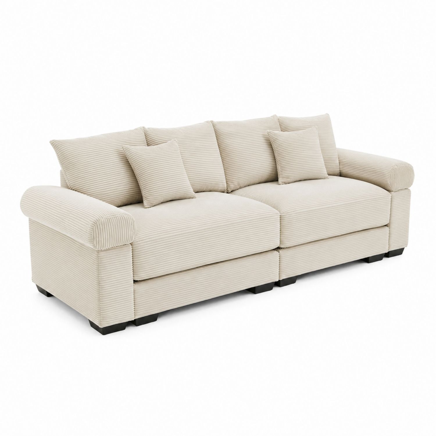 Sofa trzyosobowa z sztruksu Beżowa 210 cm
