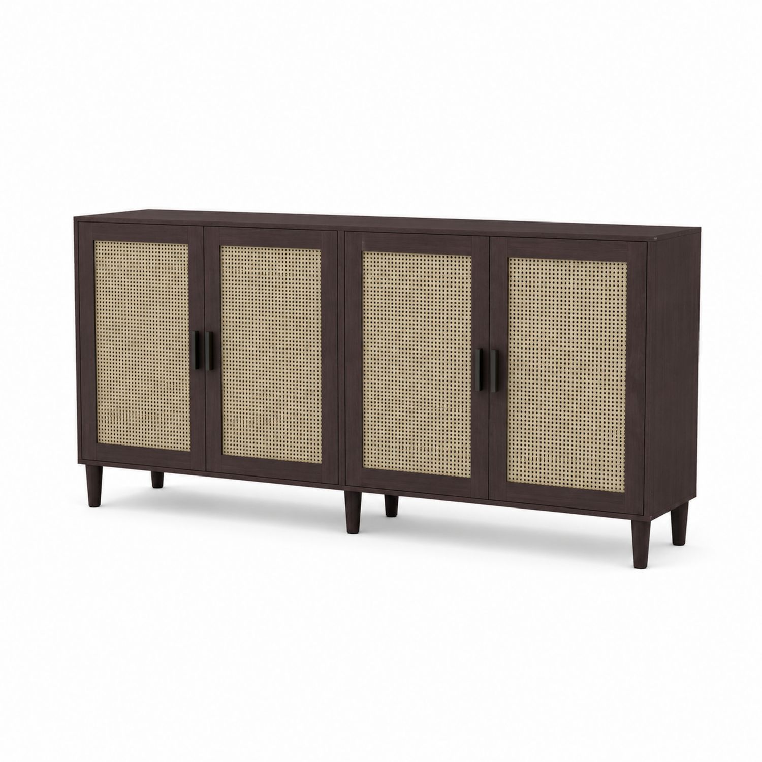 Kredens drewniany z drzwiami rattanowymi 200cm