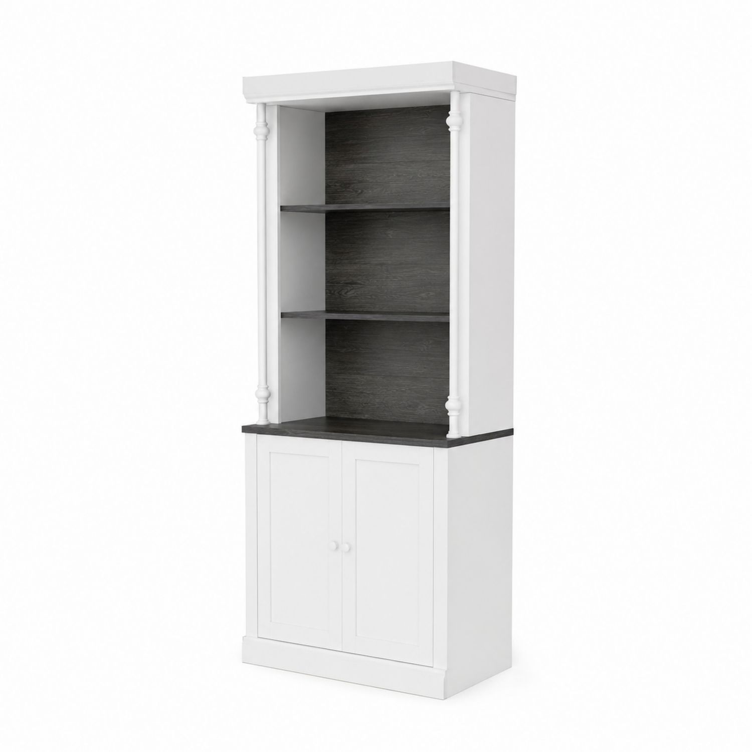 Biały regał z drewna i MDF z drzwiami 185x80x40 cm