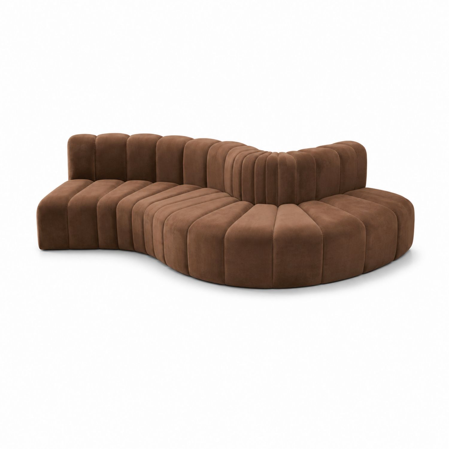 Sofa narożna welurowa brązowa