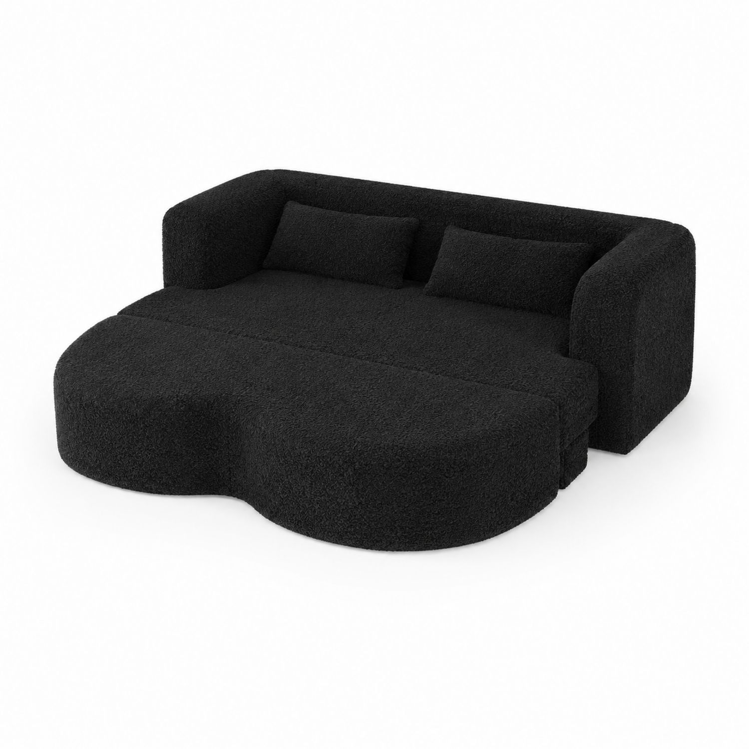 Sofa rozkładana, tkanina bouclé, Czarny, 200 cm x 150 cm x 85 cm