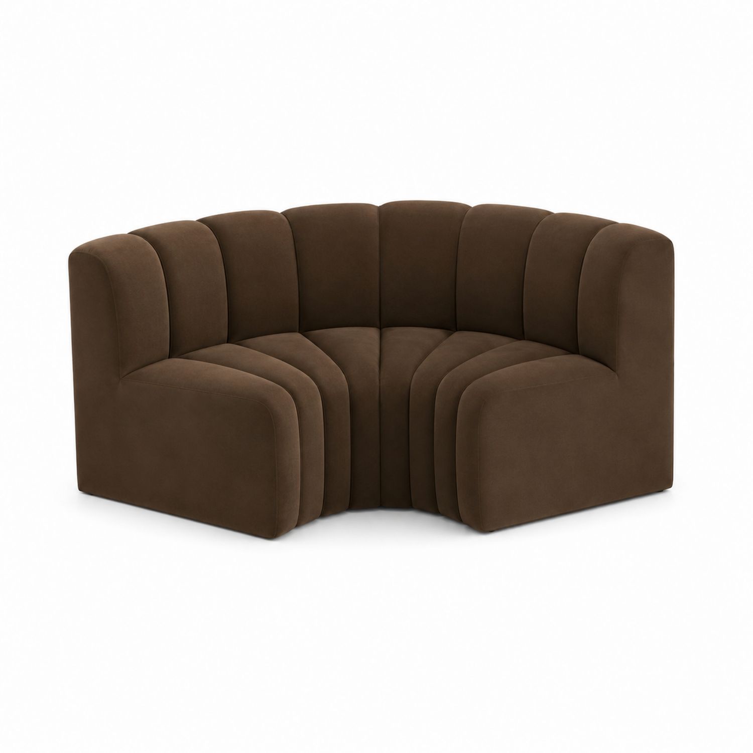 Narożna sofa półokrągła z mikrofibry brązowa
