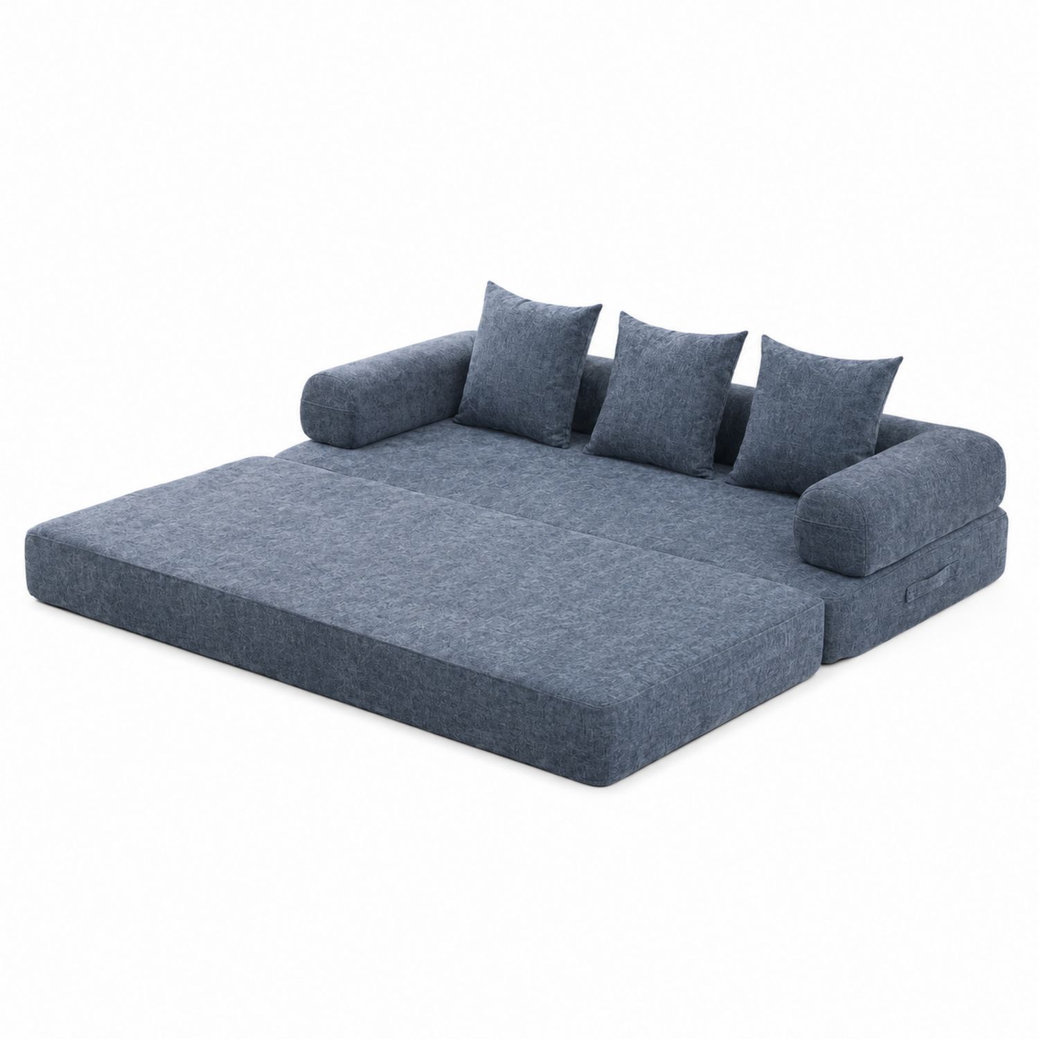Sofa modułowa rozkładana z tkaniny poliestrowej Szary