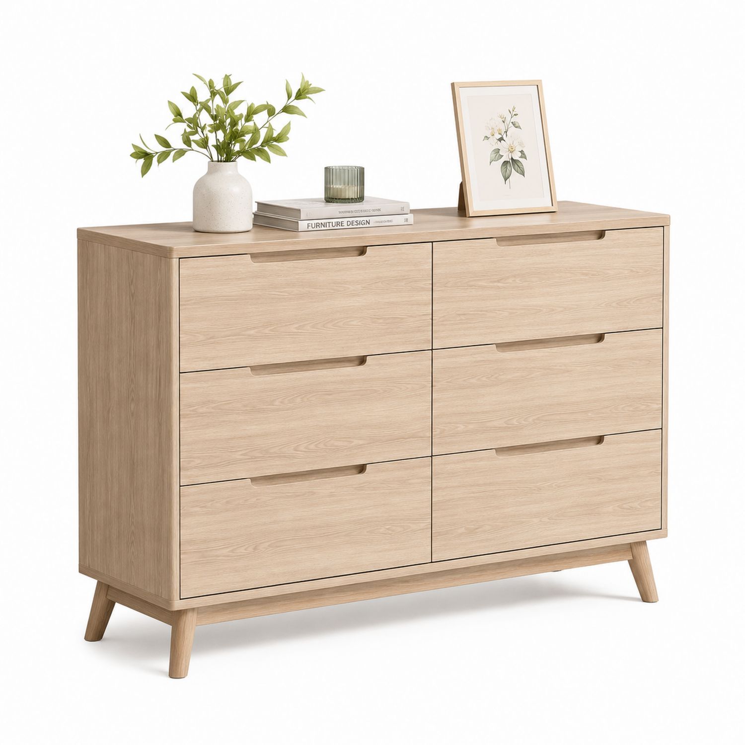 Komoda z 6 szufladami z płyty drewnopodobnej 120x75x40 cm Beżowy