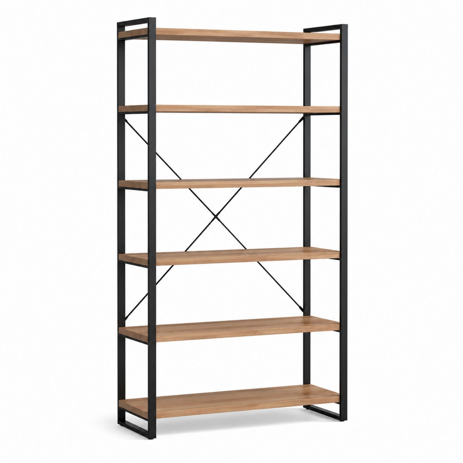 Regał metalowy z półkami z litego drewna 180 cm Czarny/Drewno