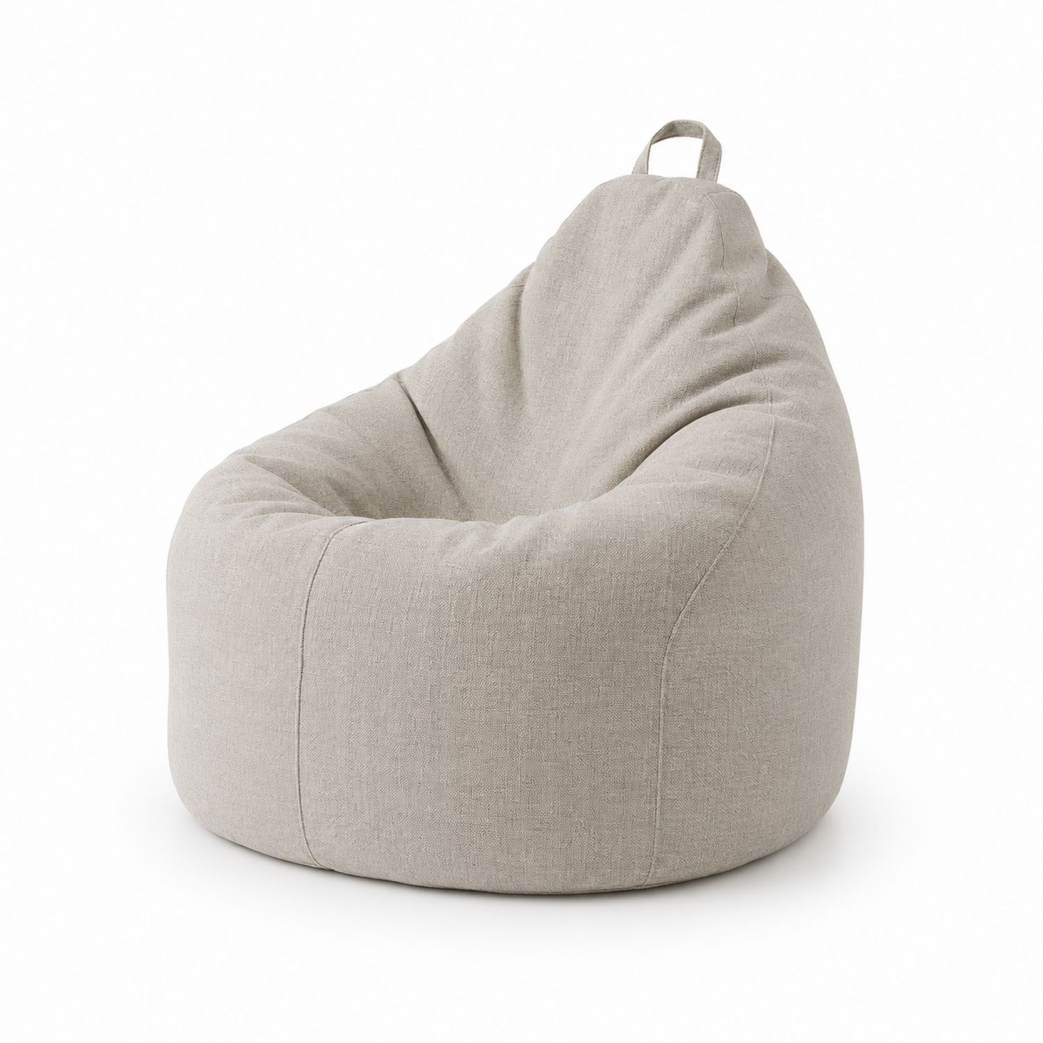 Fotel typu bean bag z tkaniny lnianej Beżowy 90 x 90 x 80 cm