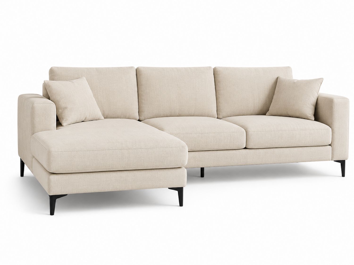 Sofa narożna 3-osobowa z leżanką, beżowa
