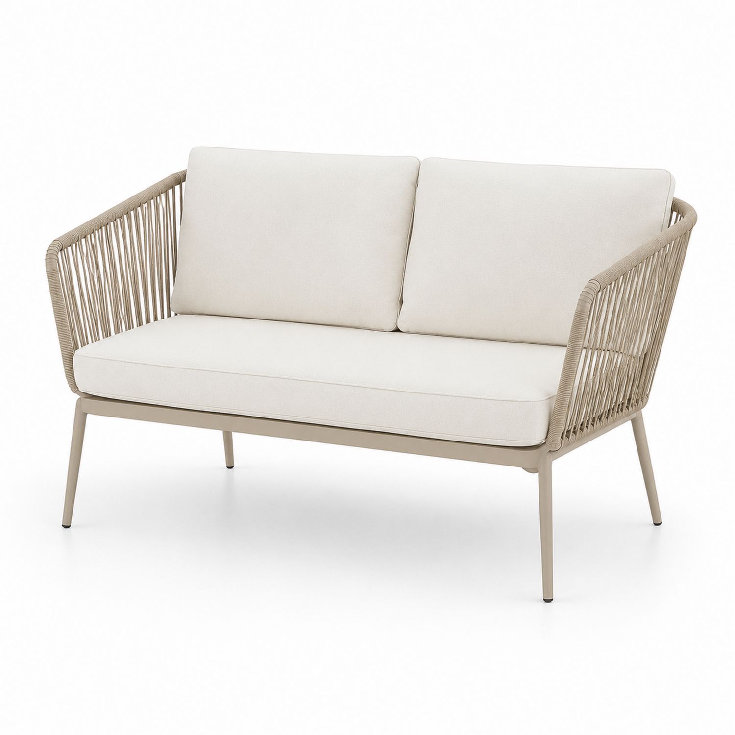 2-Osobowa Sofa Ogrodowa z Metalową Ramą i Poduszkami