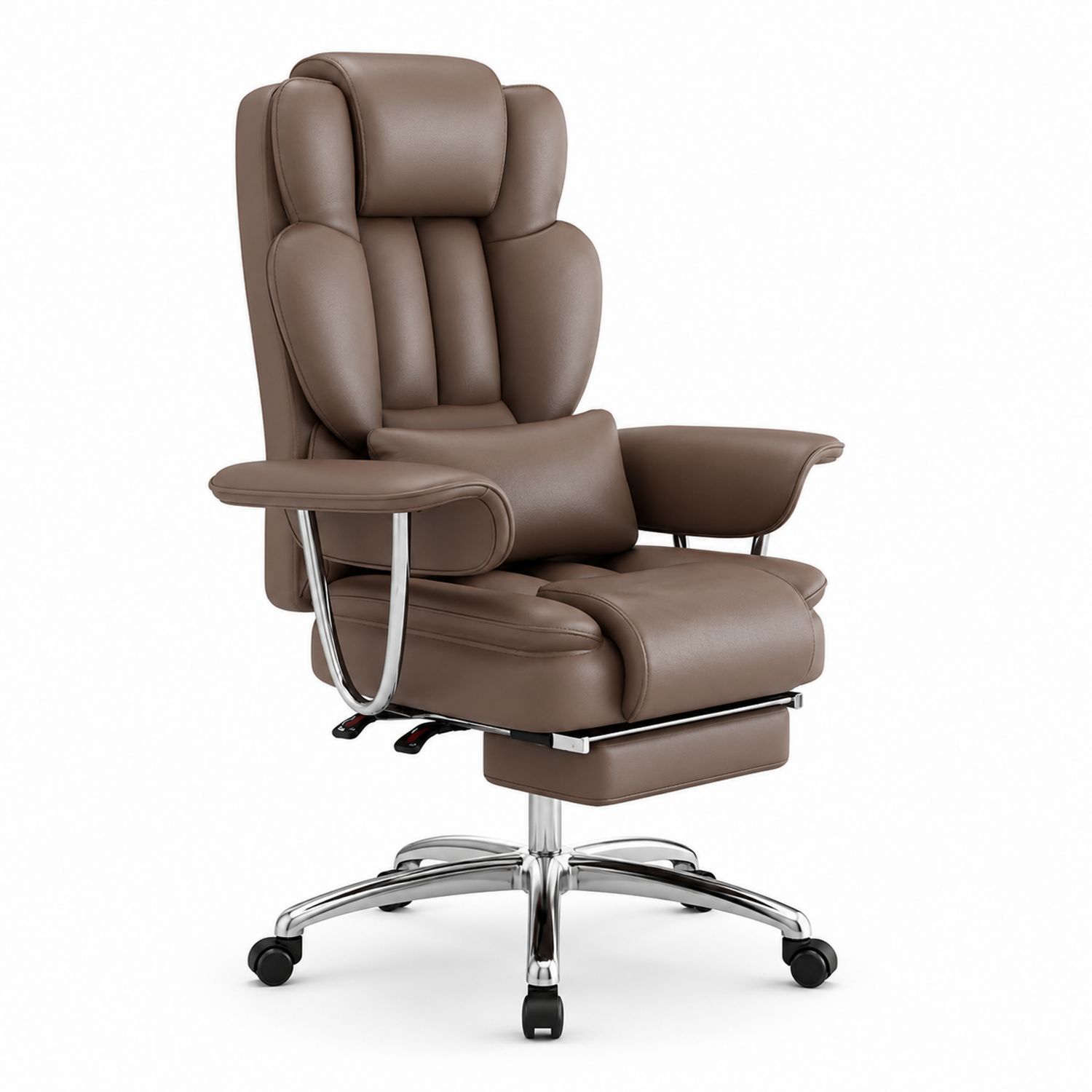 Ergonomiczny fotel biurowy ze skóry PU, brązowy