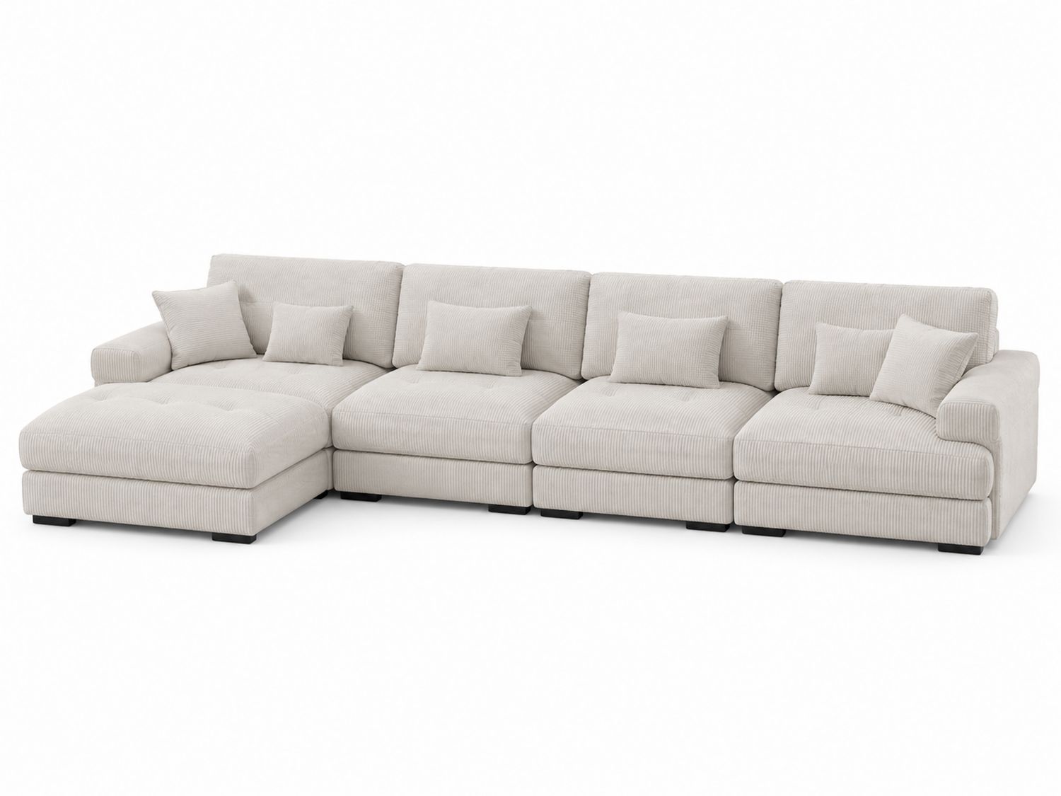 Beżowa sofa narożna modułowa z sztruksu