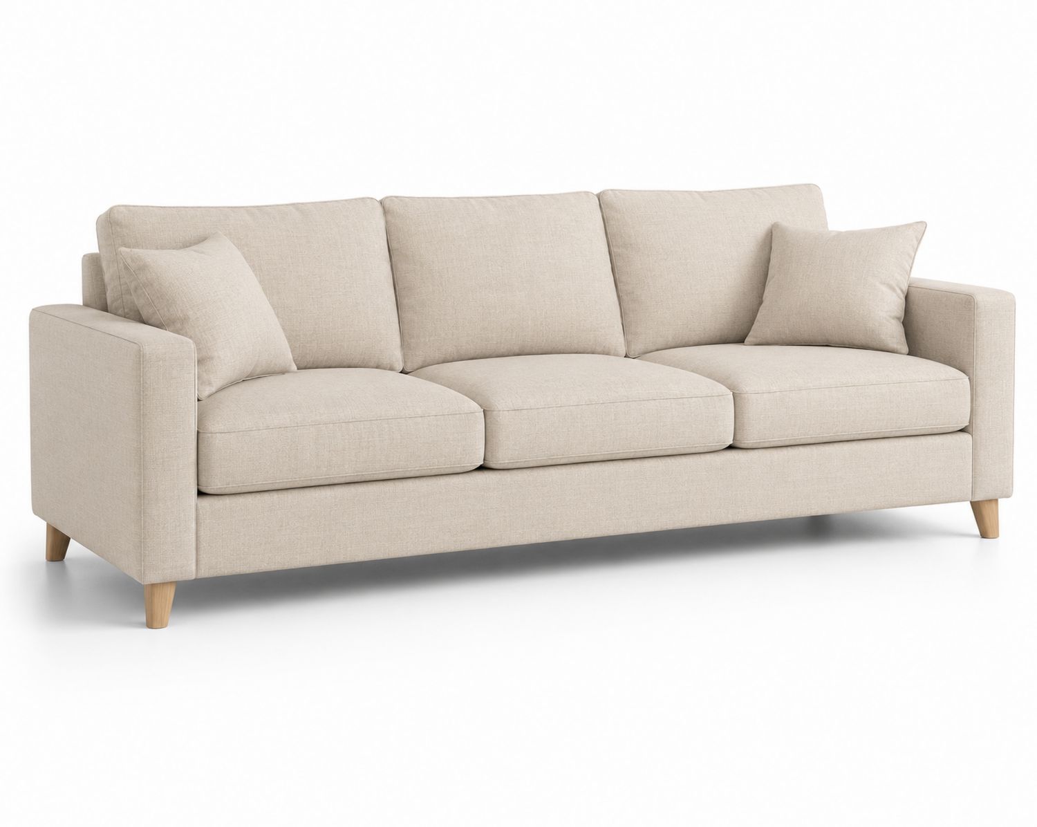 Beżowa sofa trzyosobowa z tkaniny lnianej 200x90x80 cm