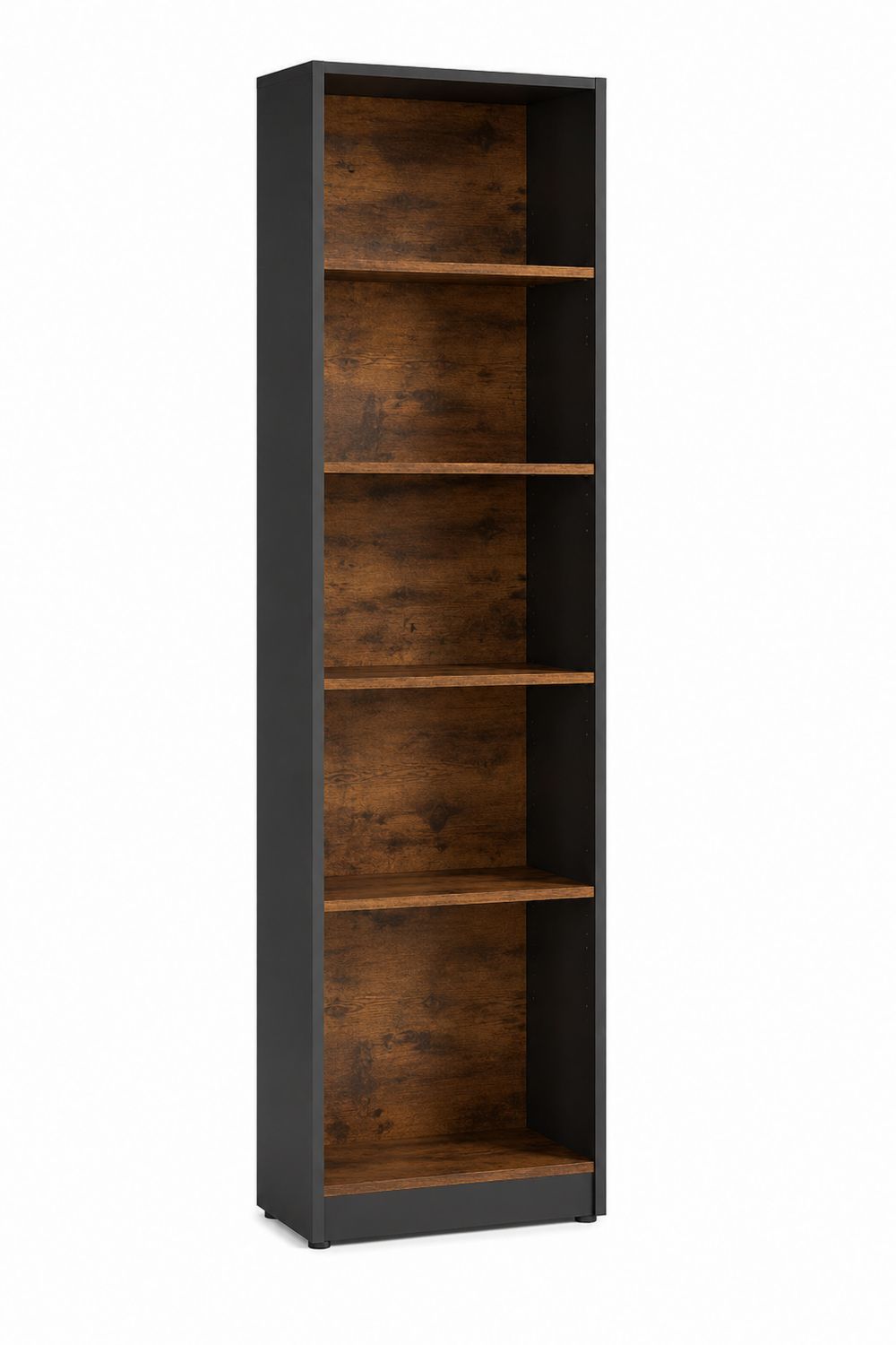 Regał prostokątny 180x80x30 cm metalowy Czarny/Dąb