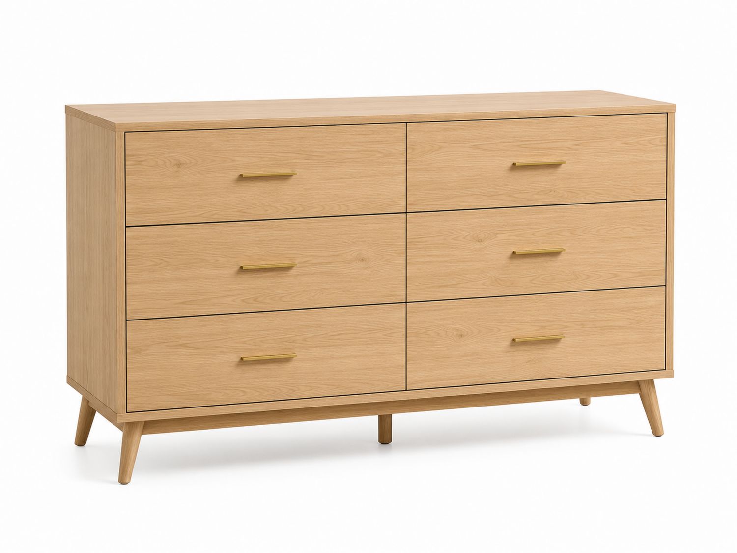 Komoda drewniana 6 szuflad z płyty wiórowej i MDF, 140x80x40 cm