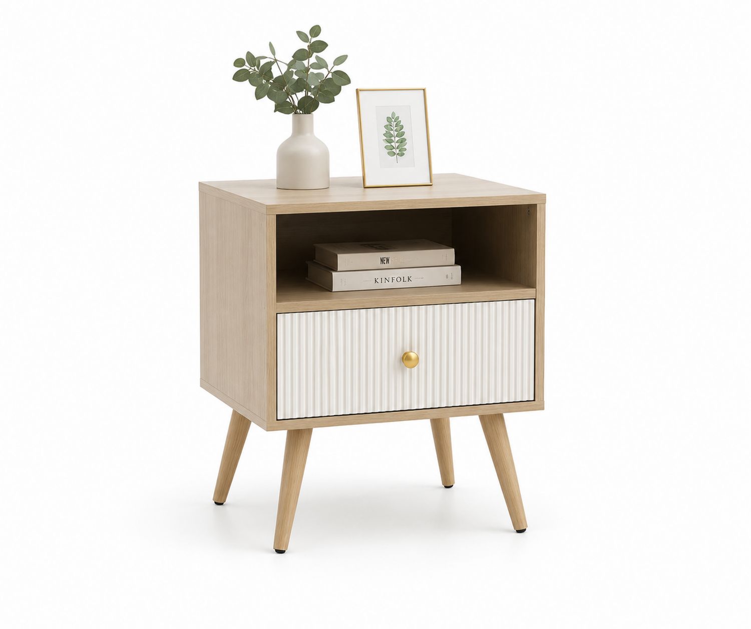Szafka nocna prostokątna 50x35x60 cm drewno dębowe MDF