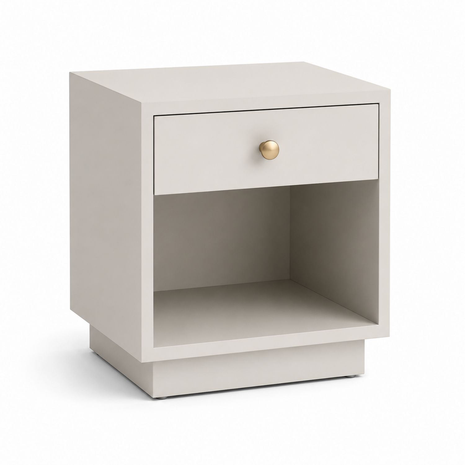 Stolik nocny z drewna z metalowym uchwytem 50x40x35 cm Beżowy