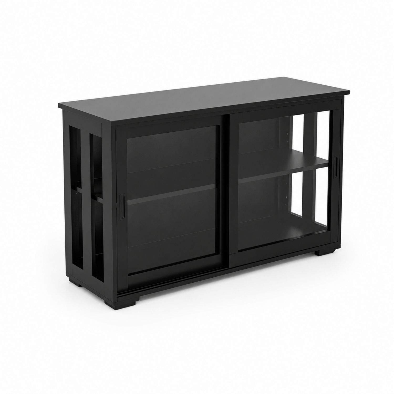 Szafka z przeszkleniem czarna metalowa z hartowanym szkłem 120x40x80 cm