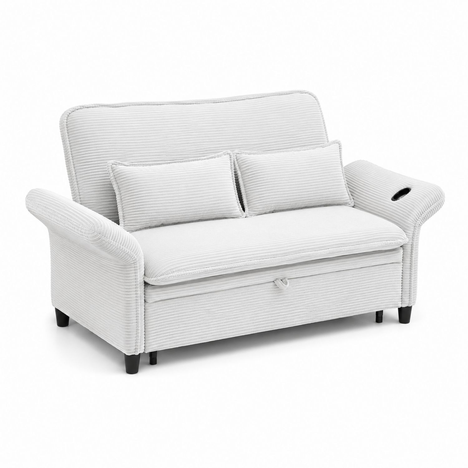 Sofa dwuosobowa z poduszkami Sztruks Biała