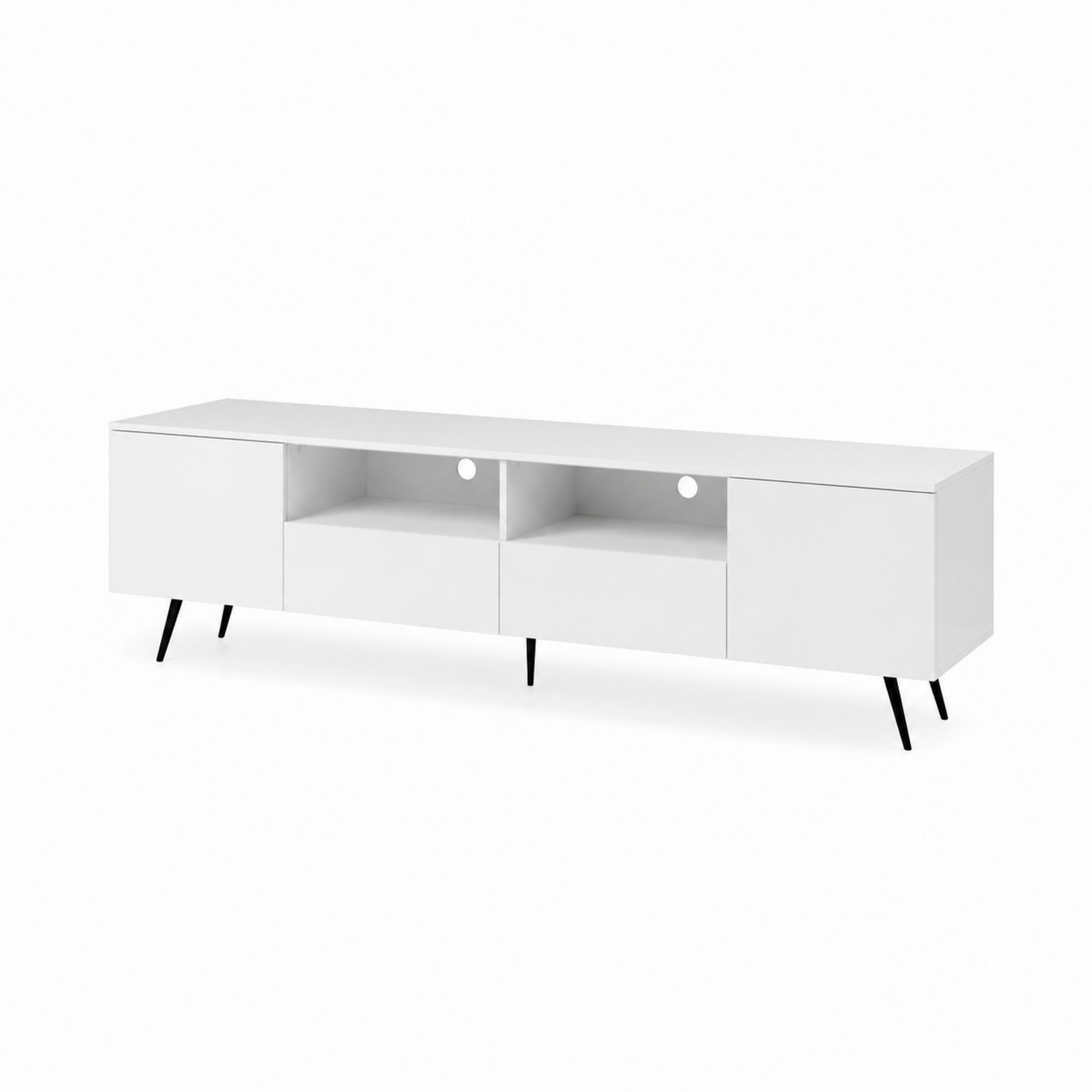 Szafka RTV z MDF i stalowymi nogami, 180x40x45 cm, Biały