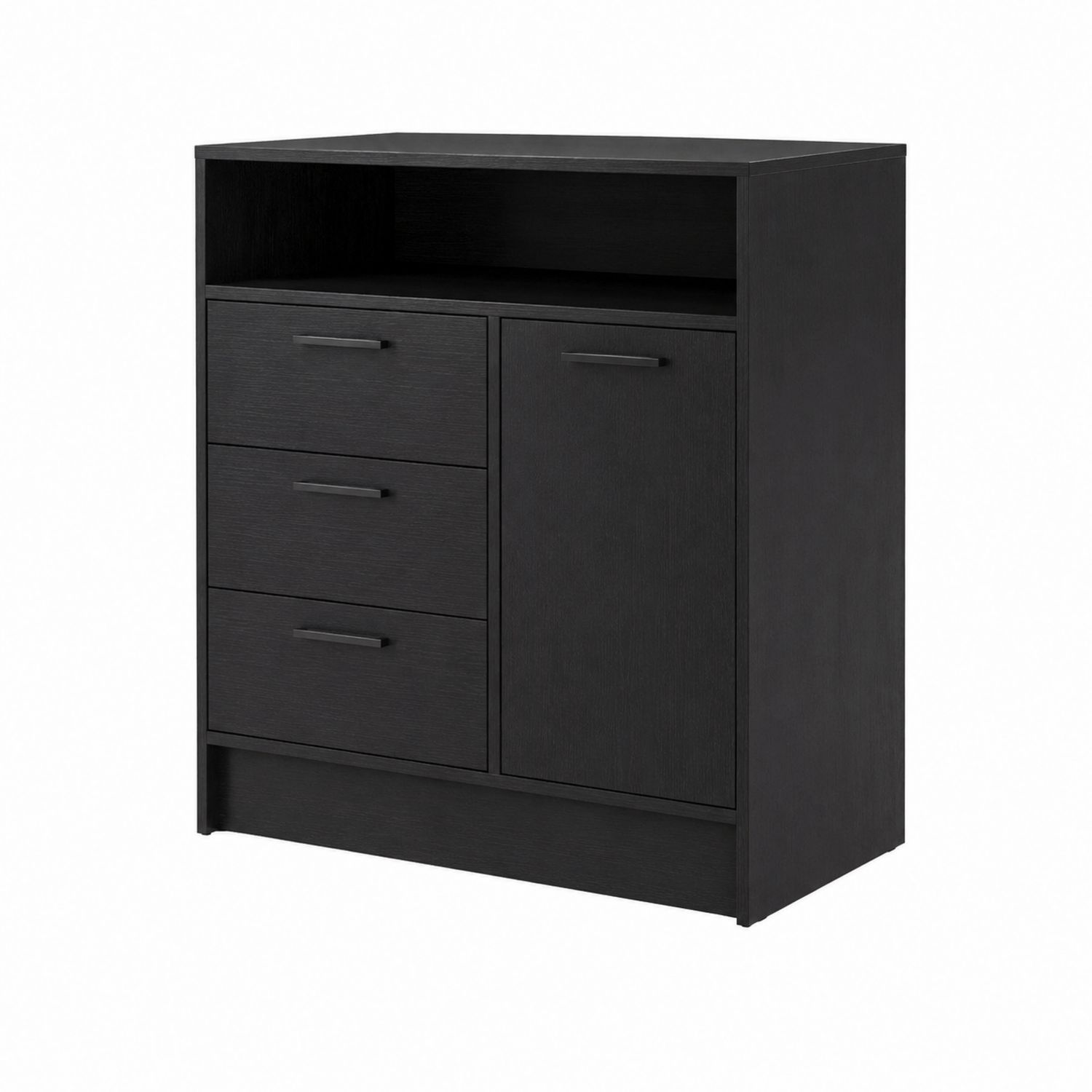 Komoda z MDF z trzema szufladami i szafką, Czarny 80x40x90 cm