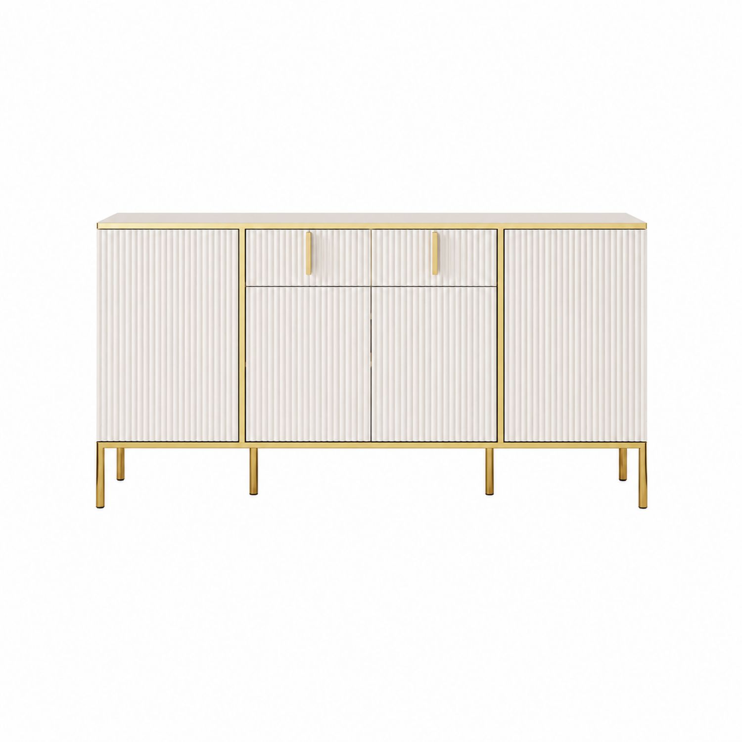 Kredens MDF i metalowy 160x40x80 cm Biały/Złoty