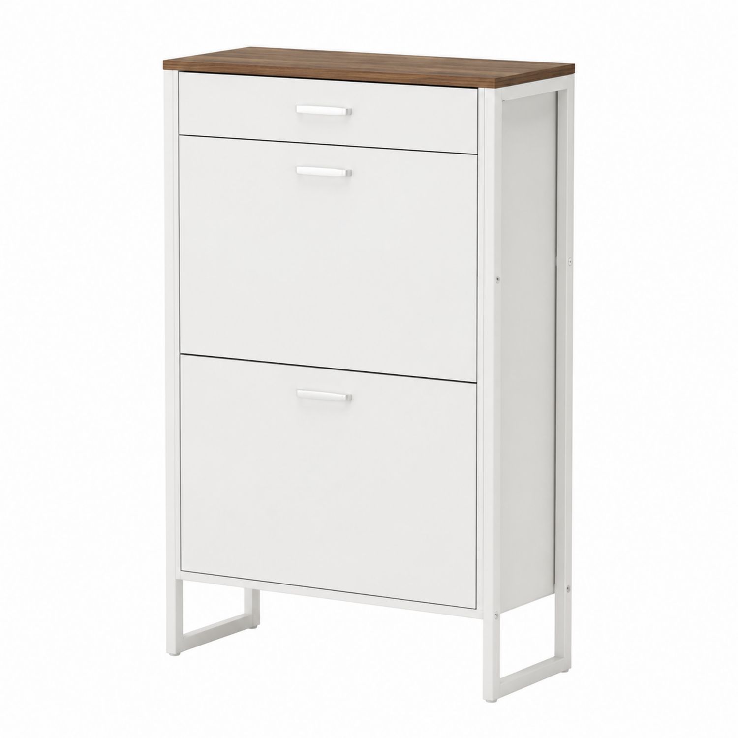 Szafka na buty z metalowym i drewnianym blatem 80x26x108 cm