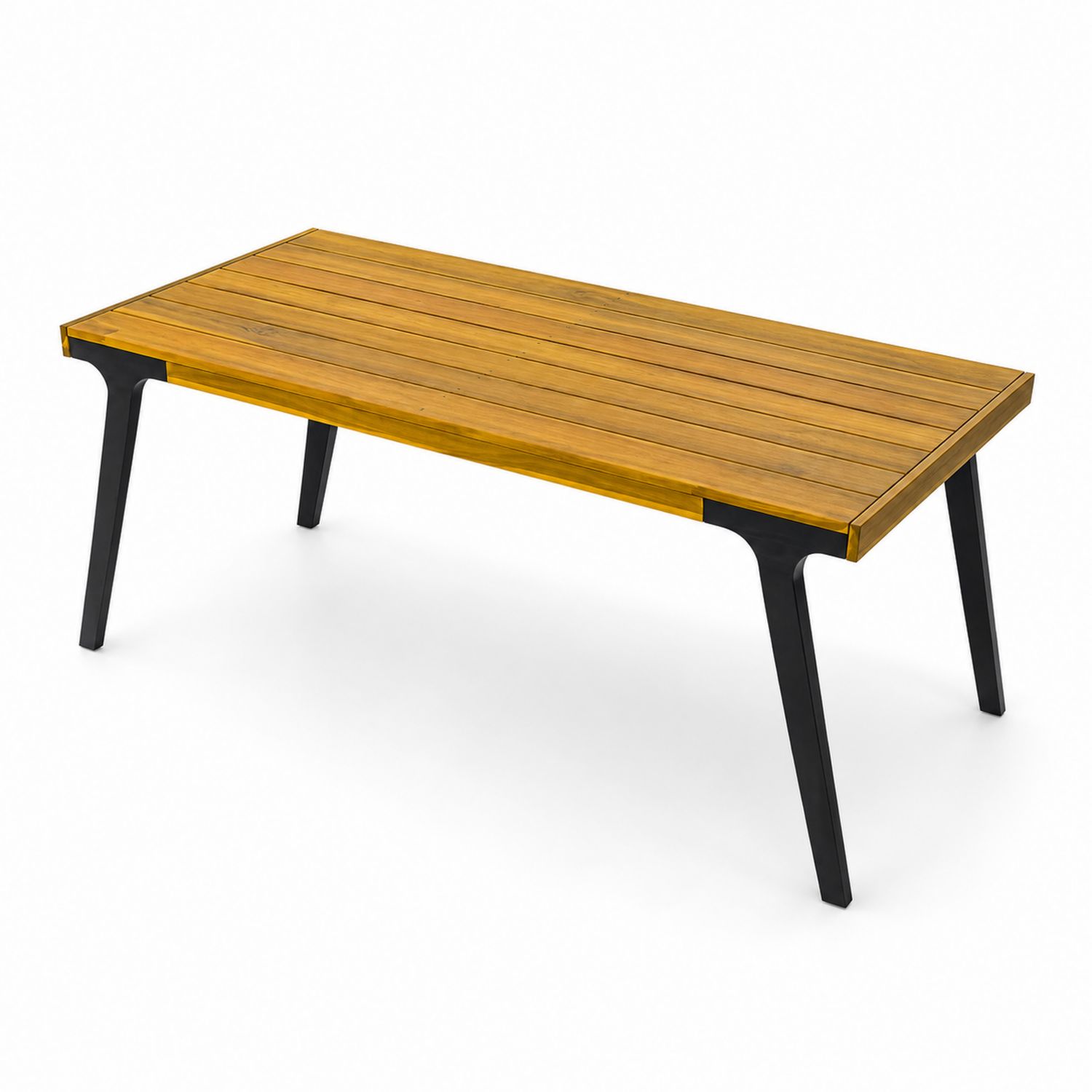 Stół ogrodowy prostokątny z drewna teak i aluminium czarny