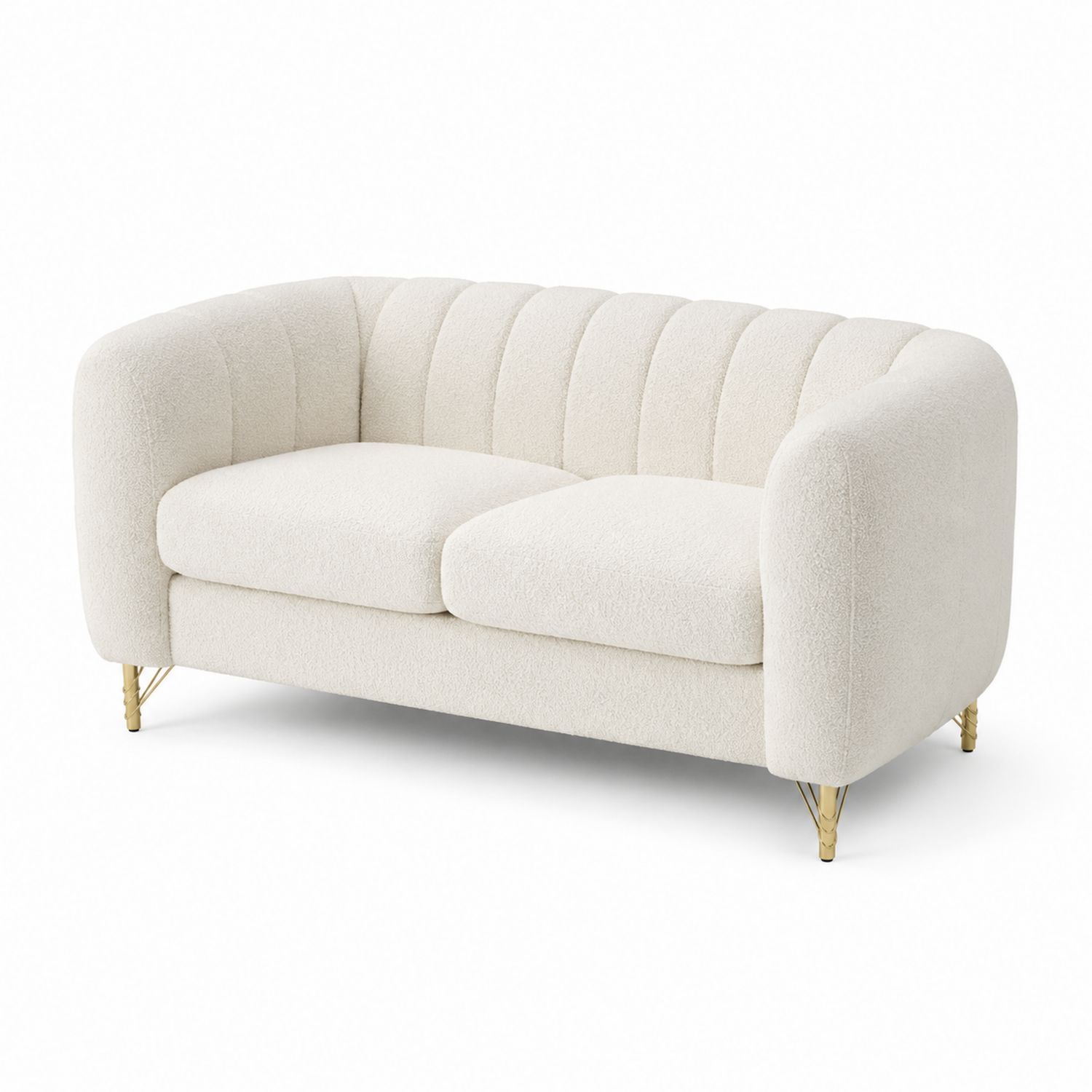 Dwuosobowa sofa boucle z metalowymi nogami 140 cm