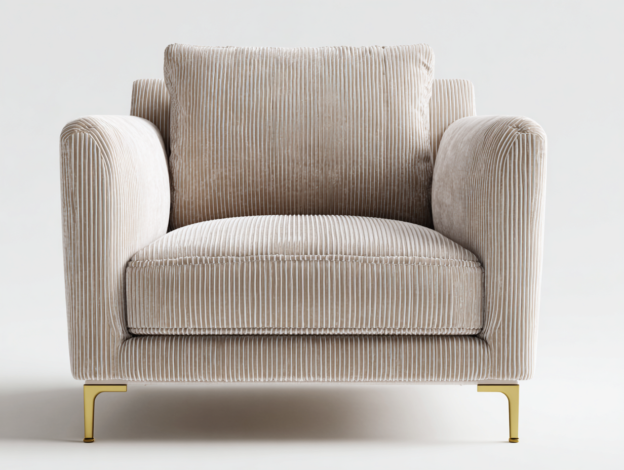 Sessel Cord 84 x 88 x 86 cm - Cremeweiß-Gold - für Wohnzimmer - modernes Design-Sisaiaabode