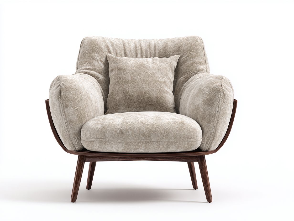 Sessel Stoff 82 x 86 x 92 cm - Beige-Dunkelbraun - für Wohnzimmer - modernes Design-Sisaiaabode