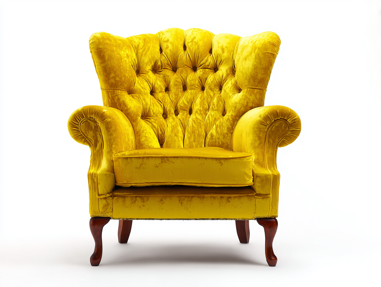 Sessel aus Samt mit Polsterung 88x84x108 cm - Senfgelb - für Wohnzimmer - Klassisches Design-Sisaiaabode