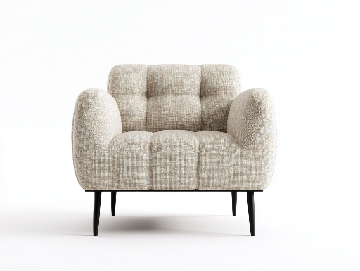 Sessel Stoffbezug 86x82x84 cm Cremeweiß Wohnzimmer - Modernes Design-Sisaiaabode