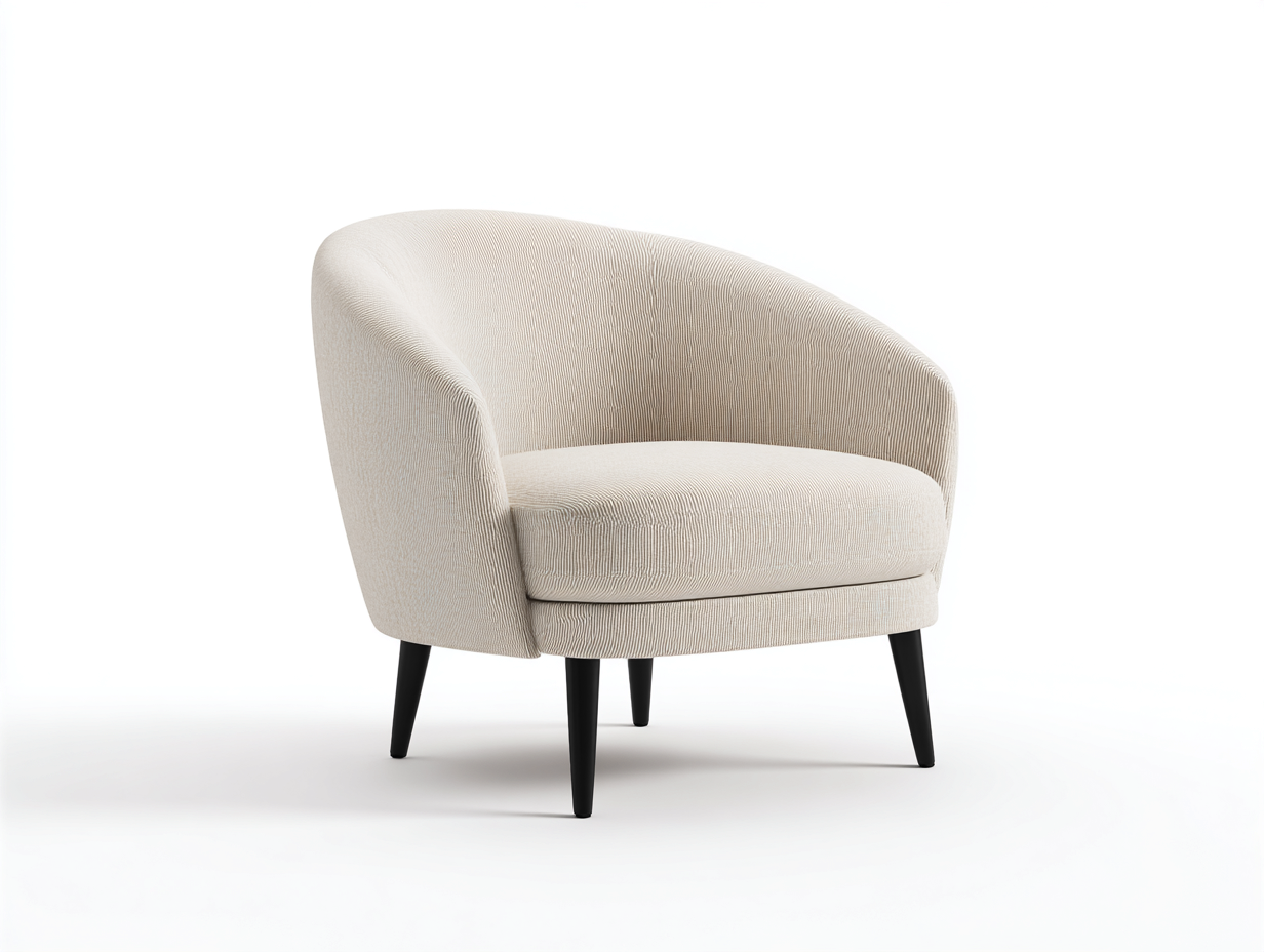 Sessel aus Stoff mit Polsterung 74x72x76 cm - Cremeweiß - für Wohnzimmer - Modernes Design-Sisaiaabode