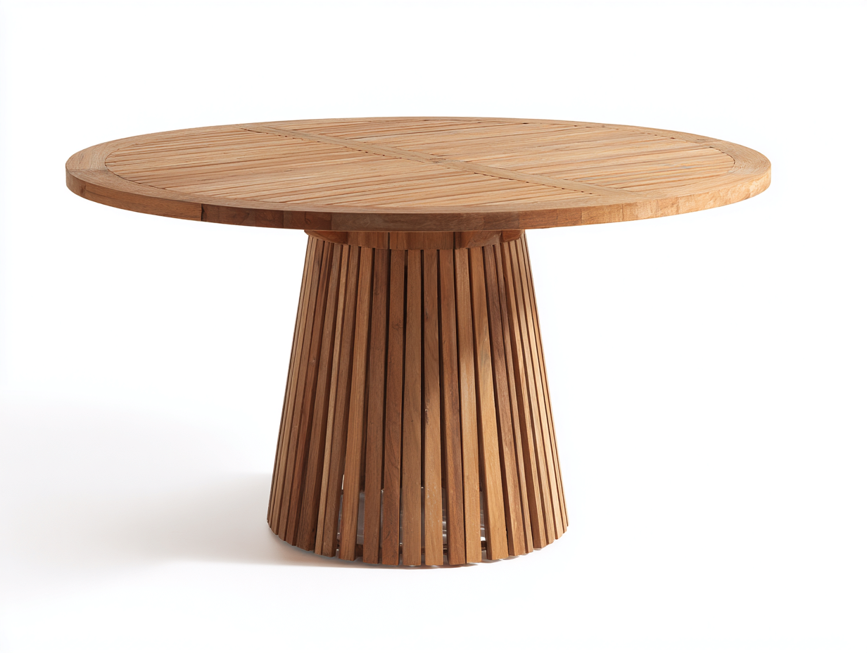 Gartentisch Holz 140 x 140 x 76 cm - Naturbraun - für Garten - rundes Design-Sisaiaabode