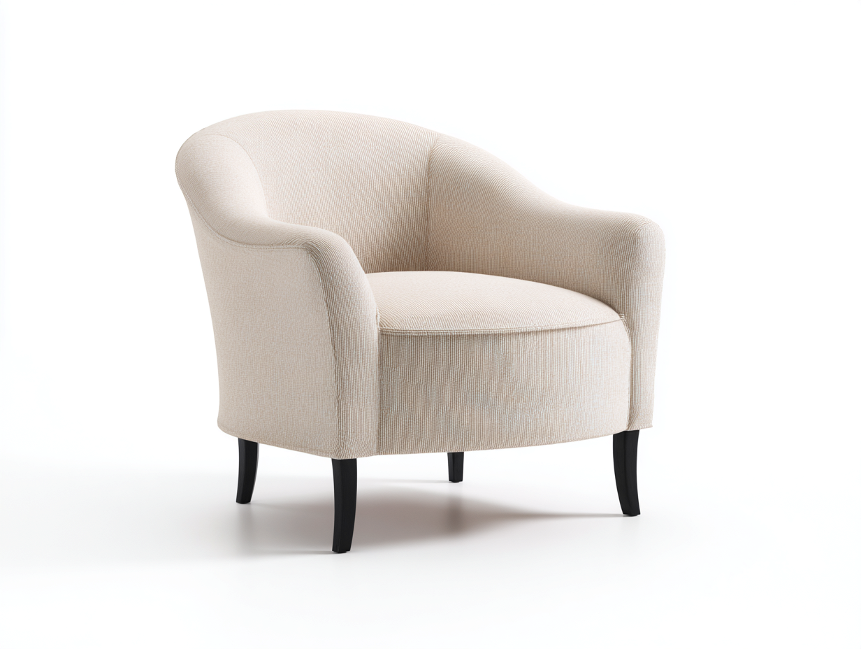 Sessel Stoff 74x72x78 cm Beige moderner Polstersessel mit schwarzen Holzbeinen-Sisaiaabode