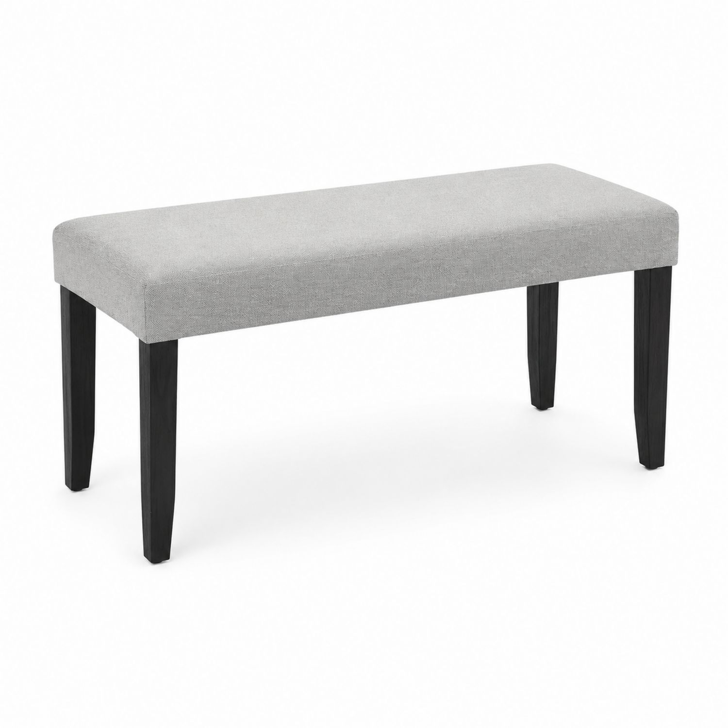 Ławka tapicerowana prostokątna szara 100x40x45 cm nogi drewniane