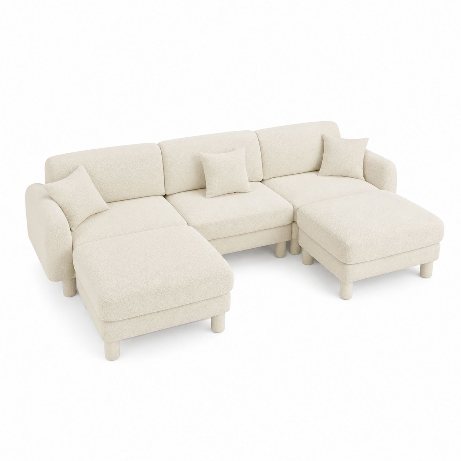 Narożnik modułowy z tkaniny bouclé Kremowy 300x150x85 cm