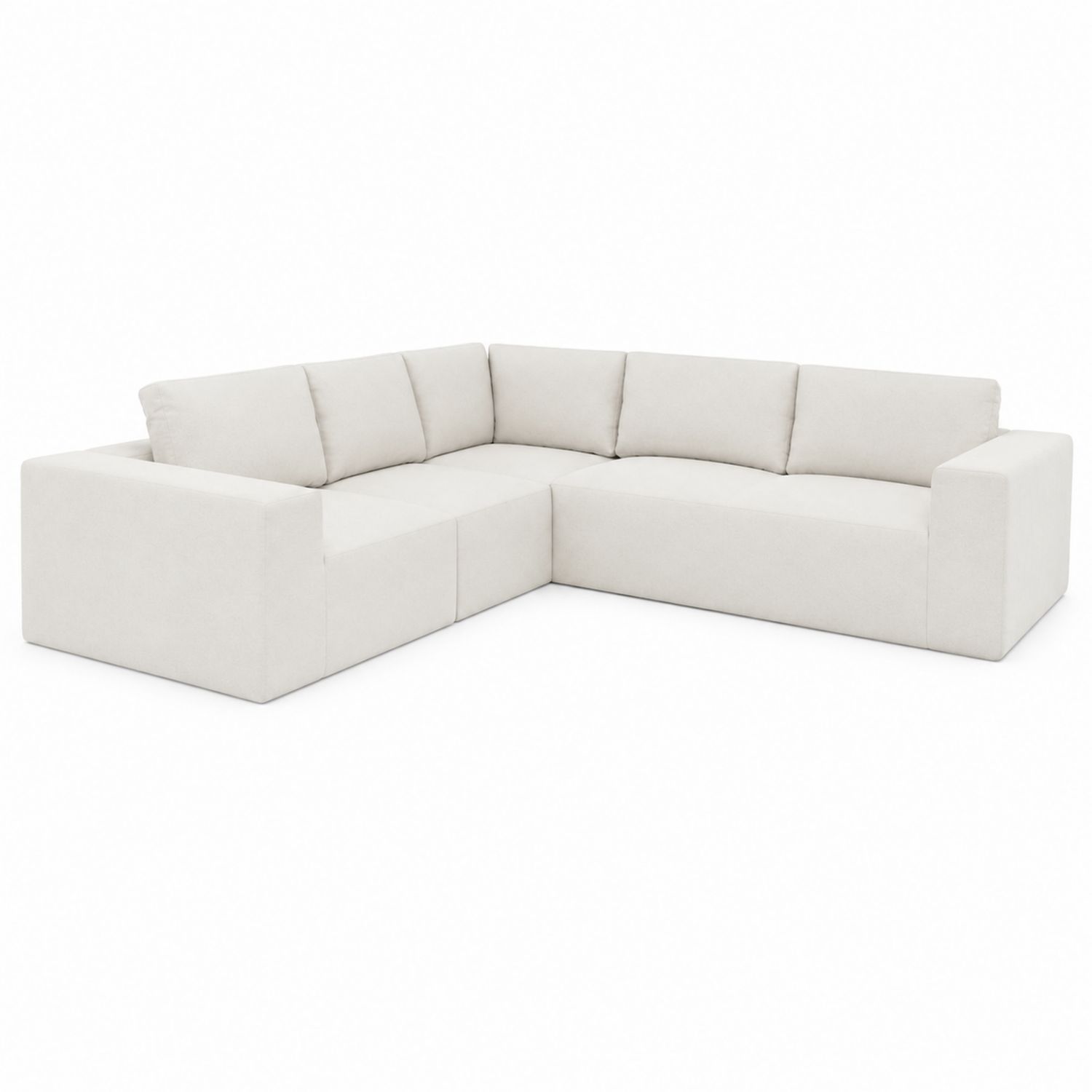 Sofa narożna modułowa z tkaniny poliestrowej, Biała, 270x200 cm