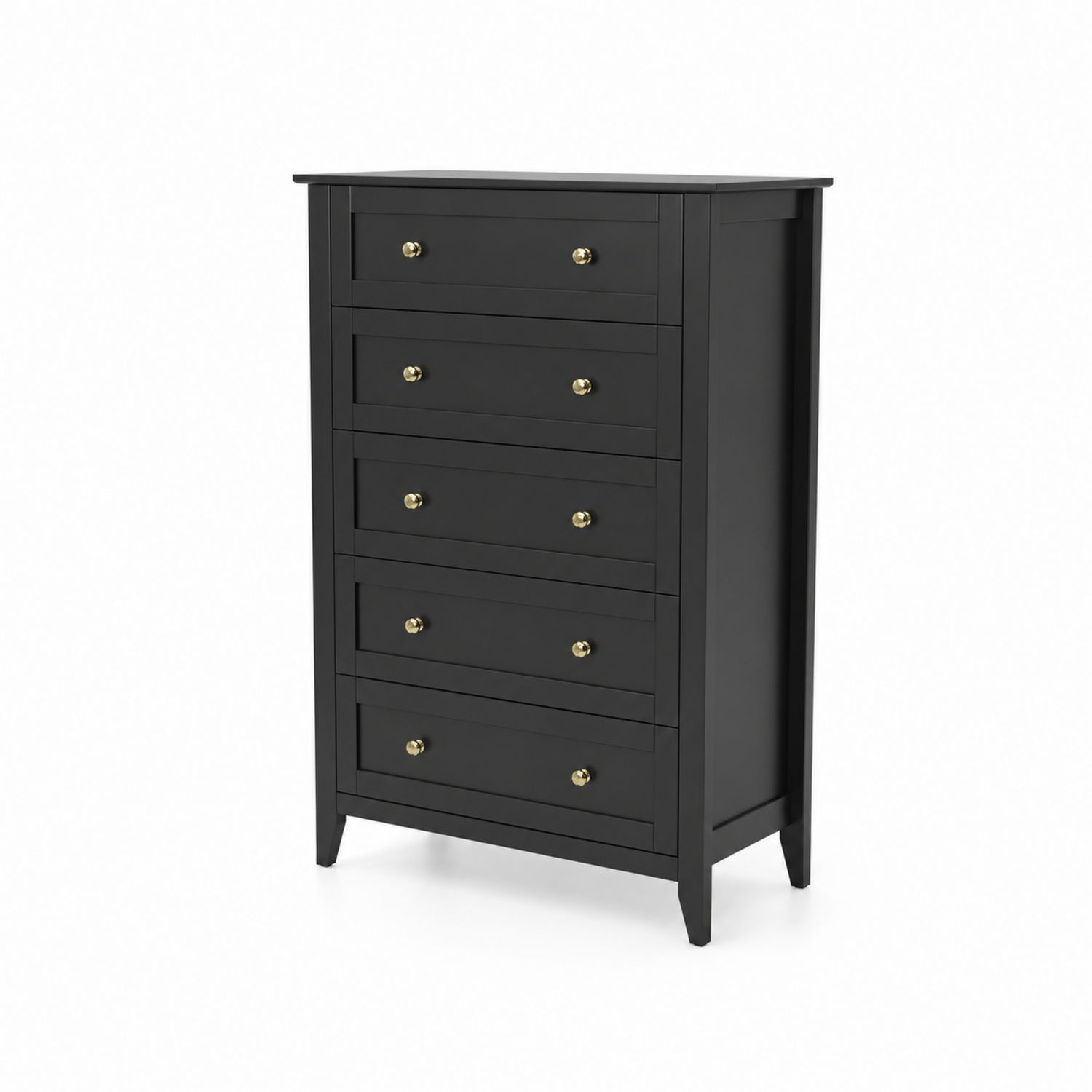 Komoda z 5 szufladami z MDF i drewna w kolorze czarnym