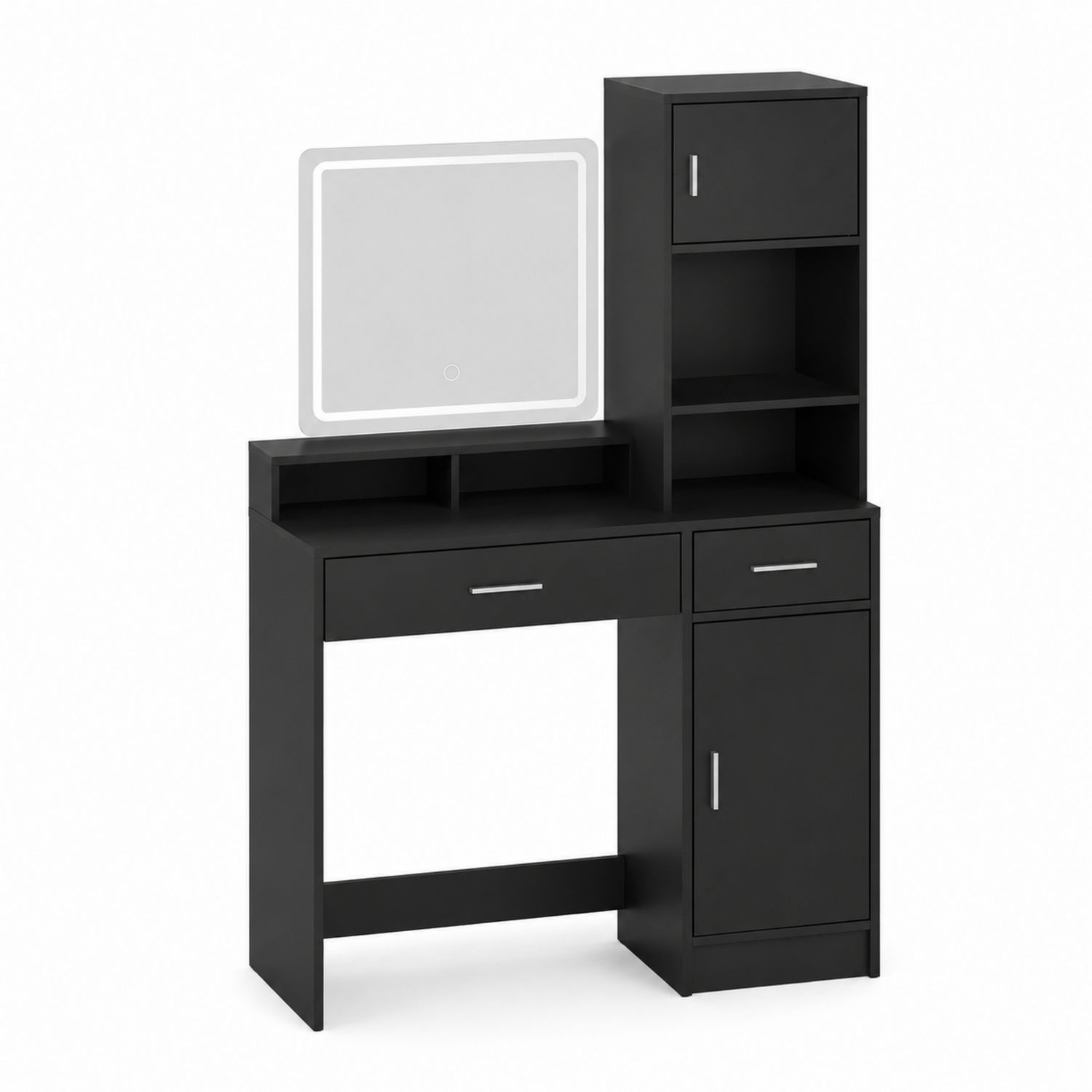 Toaletka z lustrem LED MDF Czarna