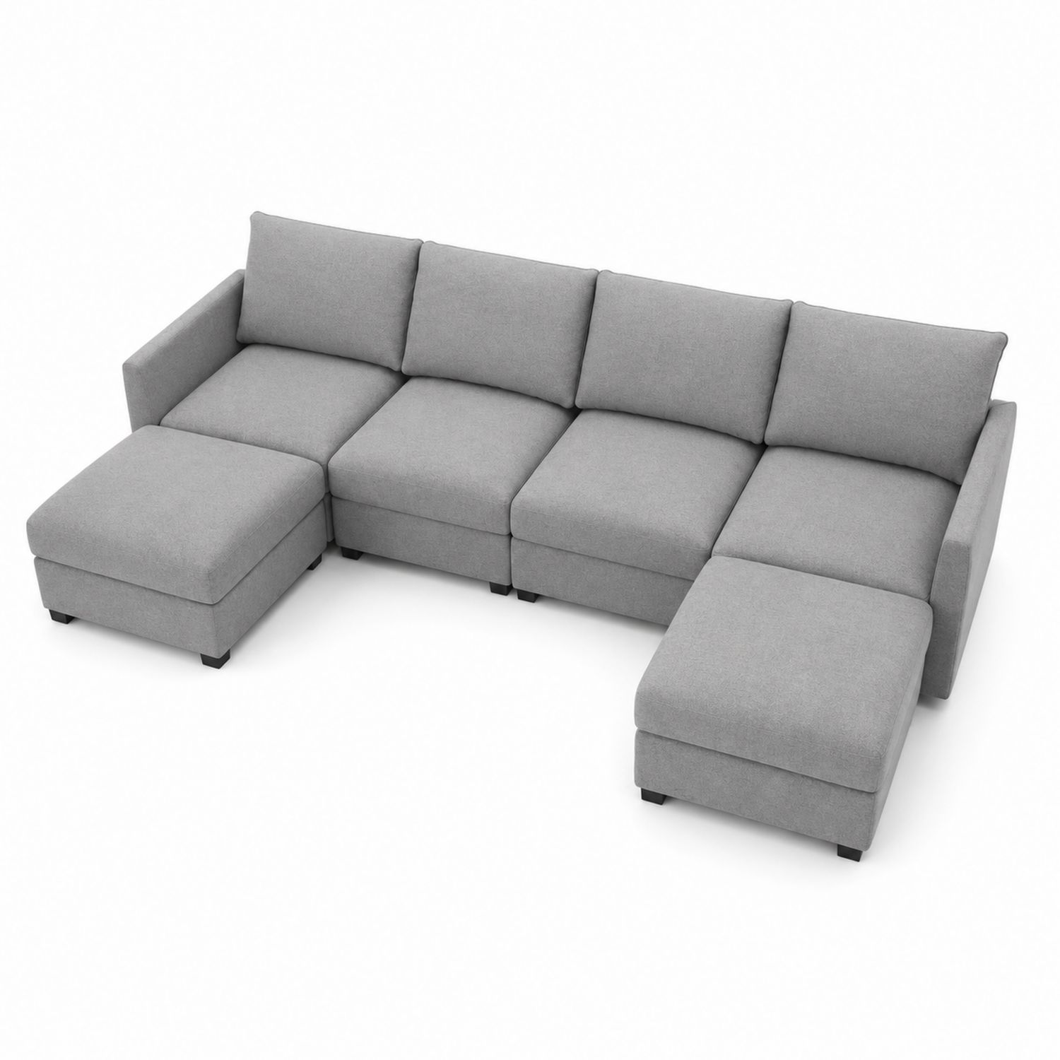 Modułowa sofa narożna szara z poliestrowym obiciem