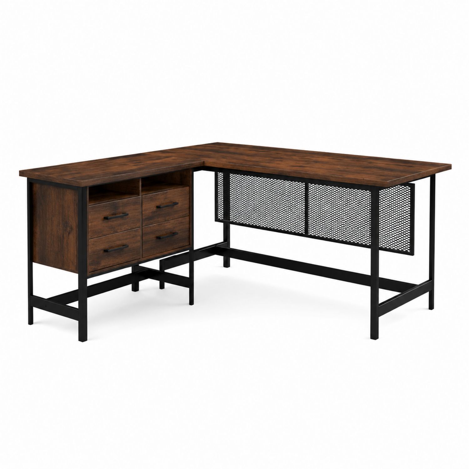 Biurko narożne z MDF i metalowym stelażem, 150x120x75cm